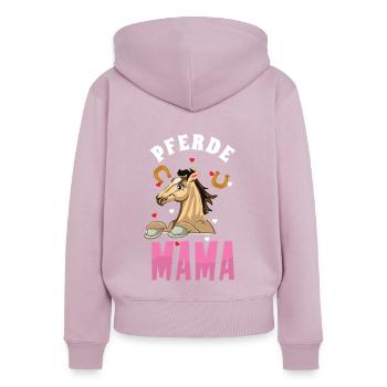 Pferde Mama Liebe Pferde Motiv - Frauen Premium Bio Zip Hoodie - Altrosa - Hinten - Julia (174cm)