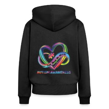 Autismus Liebe Braucht Keine Worte - Frauen Premium Bio Zip Hoodie - Schwarz - Hinten - Julia (174cm)