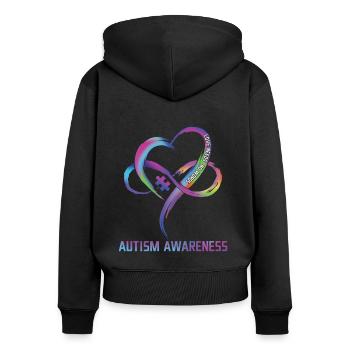 Autismus Liebe Braucht Keine Worte - Frauen Premium Bio Zip Hoodie - Schwarz - Hinten - Julia (174cm)