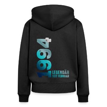 Limited Edition February 1994 Legendär Seit - Frauen Premium Bio Zip Hoodie - Schwarz - Hinten - Julia (174cm)