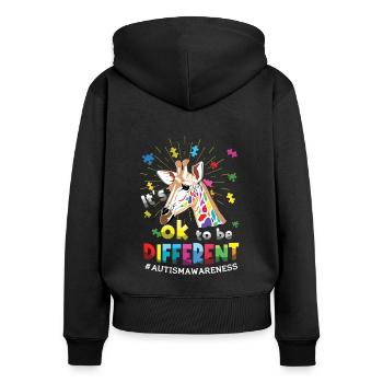 Autismus: It's Ok To Be Different - Frauen Premium Bio Zip Hoodie - Schwarz - Hinten - Julia (174cm)
