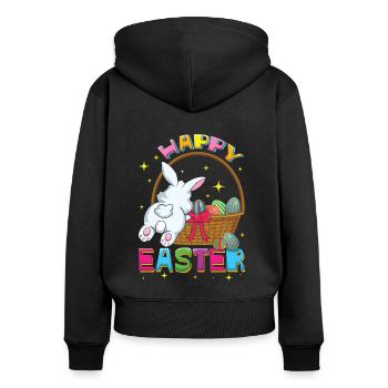 Happy Easter Colorful Eggs Basket Bunny - Women's Premium Organic Zip Hoodie - black - Back - Julia (174cm)