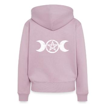 Ostara Pentagram Mond Symbolik Kunst - Frauen Premium Bio Zip Hoodie - Altrosa - Hinten - Julia (174cm)
