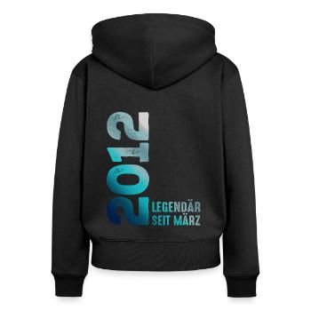 Legendär Seit März 2012 März 2012 Geburtstag 2012 - Frauen Premium Bio Zip Hoodie - Schwarz - Hinten - Julia (174cm)