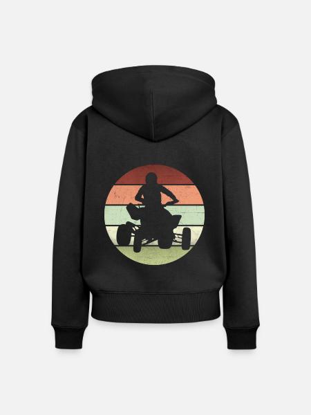Quad, Oldtimer-Quad-Leidenschaft - Frauen Premium Bio Zip Hoodie - Schwarz