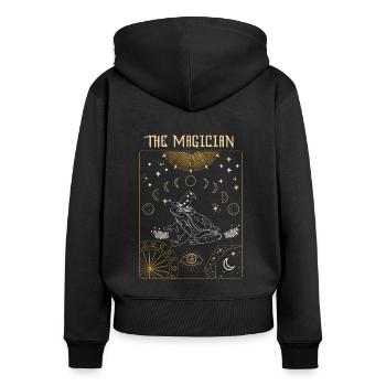 Tarot Card Occult Witchcraft Frog Magician Gothic - Sweat à capuche zippé Premium bio Femme - noir - Dos - Julia (174cm)
