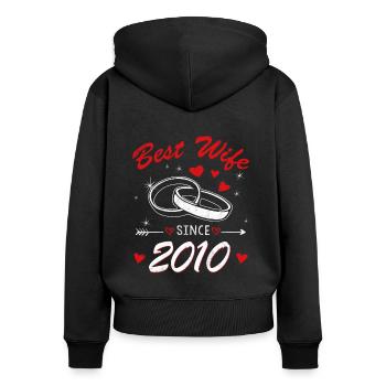 Best Wife 2010 Hearts Day Valentines Day - Frauen Premium Bio Zip Hoodie - Schwarz - Hinten - Julia (174cm)