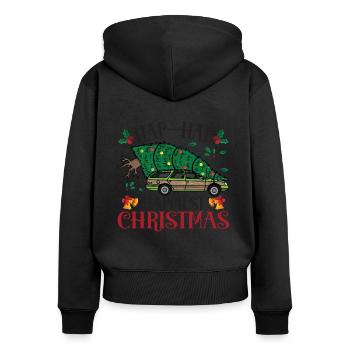 Camion de transport d’arbre de Noël le plus heureux - Sweat à capuche zippé Premium bio Femme - noir - Dos - Julia (174cm)
