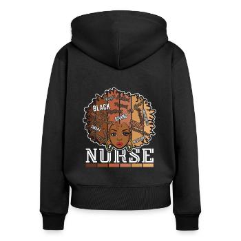 Black Nurse RN Black Pride Black History Month - Frauen Premium Bio Zip Hoodie - Schwarz - Hinten - Julia (174cm)