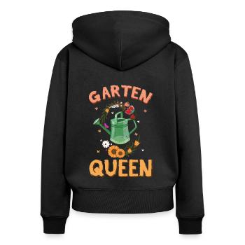 Garten Königin Deko Lustiges Gärtnerin Gärtner - Frauen Premium Bio Zip Hoodie - Schwarz - Hinten - Julia (174cm)