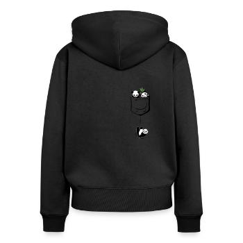 Kawaii Cute Bear Panda Animal In Pocket - Women's Premium Organic Zip Hoodie - black - Back - Julia (174cm)