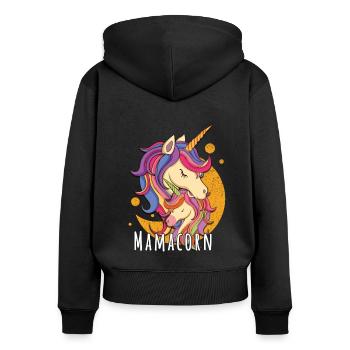 Rainbow Unicorn Mom Mama Mother's Day - Frauen Premium Bio Zip Hoodie - Schwarz - Hinten - Julia (174cm)