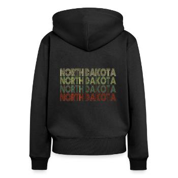Retro America State Flag Vintage Dakota du Nord - Sweat à capuche zippé Premium bio Femme - noir - Dos - Julia (174cm)
