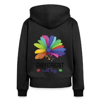 Different Not Less Flower April Autism Awareness - Frauen Premium Bio Zip Hoodie - Schwarz - Hinten - Julia (174cm)