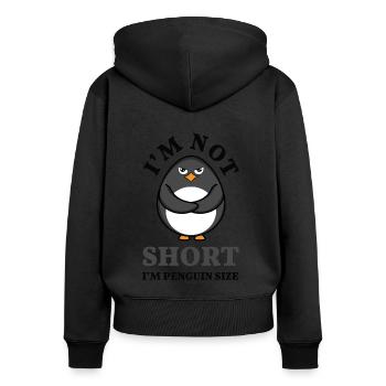 Funny Not Short Penguin Snow Cool Penguin - Women's Premium Organic Zip Hoodie - black - Back - Julia (174cm)