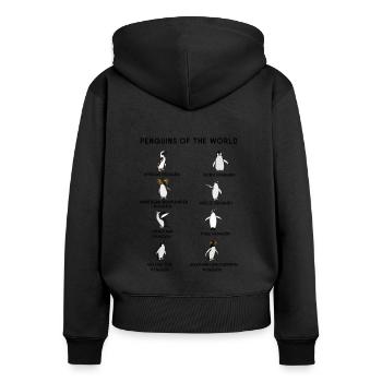 Pingouins mignons du monde Pingouin - Sweat à capuche zippé Premium bio Femme - noir - Dos - Julia (174cm)