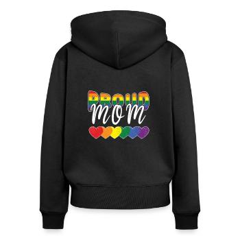 Rainbow Proud Mom Pride Mama Happy Mother's Day - Frauen Premium Bio Zip Hoodie - Schwarz - Hinten - Julia (174cm)