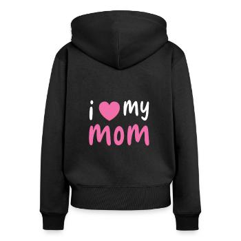 I Love Mom Hearts Mommy Mama Happy Mother's Day - Frauen Premium Bio Zip Hoodie - Schwarz - Hinten - Julia (174cm)