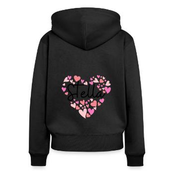 Ich liebe Stella - Frauen Premium Bio Zip Hoodie - Schwarz - Hinten - Julia (174cm)
