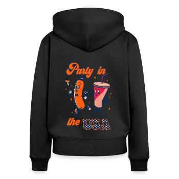 Party in The USA Retro 4th of July - Frauen Premium Bio Zip Hoodie - Schwarz - Hinten - Julia (174cm)
