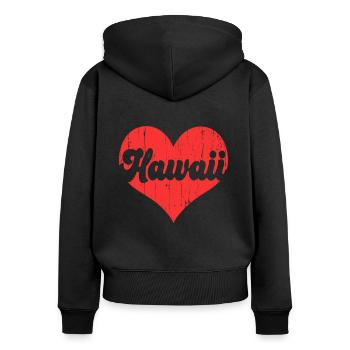 Citoyen américain Drapeau de l’État américain Cœur Amour Hawaii - Sweat à capuche zippé Premium bio Femme - noir - Dos - Julia (174cm)