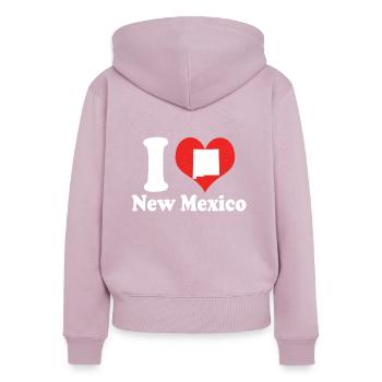 Citoyen américain État américain Amour I Cœur Nouveau-Mexique - Sweat à capuche zippé Premium bio Femme - rose poudré - Dos - Julia (174cm)