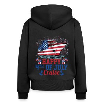 Happy 4th Of July Cruising USA Flag - Frauen Premium Bio Zip Hoodie - Schwarz - Hinten - Julia (174cm)