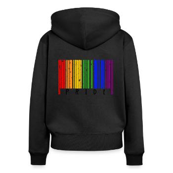 Code-barres LGBT Gay Pride - Sweat à capuche zippé Premium bio Femme - noir - Dos - Julia (174cm)