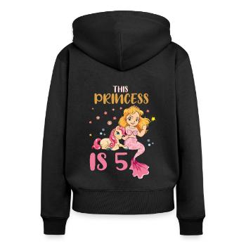 Naissance Né Age 5 ans Jolie Sirène Licorne - Sweat à capuche zippé Premium bio Femme - noir - Dos - Julia (174cm)