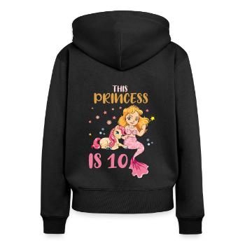 Naissance Né Age 10 ans Jolie Sirène Licorne - Sweat à capuche zippé Premium bio Femme - noir - Dos - Julia (174cm)