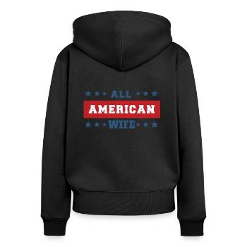 America American Wife USA Flag 4th Of July - Frauen Premium Bio Zip Hoodie - Schwarz - Hinten - Julia (174cm)
