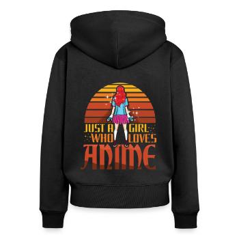 Vaporwave Japan Japanese Retro Girl Loves Anime - Women's Premium Organic Zip Hoodie - black - Back - Julia (174cm)