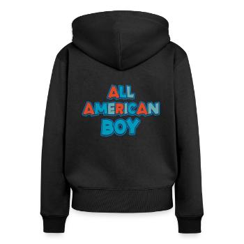 All American Boy Family - Women's Premium Organic Zip Hoodie - black - Back - Julia (174cm)