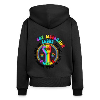 Gay Liberation Front LGBTQ Riot Vintage - Frauen Premium Bio Zip Hoodie - Schwarz - Hinten - Julia (174cm)
