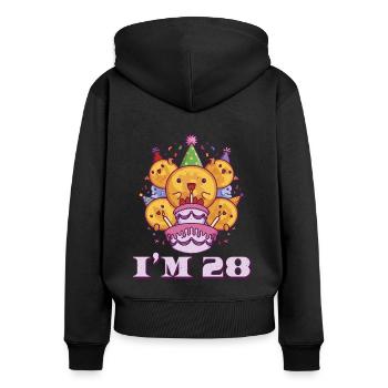 Age 28 Year Old Birth Born Cryptocurrency Money - Women's Premium Organic Zip Hoodie - black - Back - Julia (174cm)