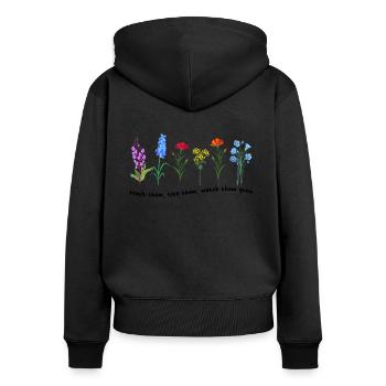 Enseignez-leur à les aimer Regardez-les grandir - Sweat à capuche zippé Premium bio Femme - noir - Dos - Julia (174cm)