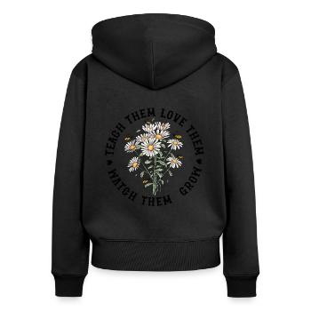 Enseignez-leur à les aimer Regardez-les devenir drôles - Sweat à capuche zippé Premium bio Femme - noir - Dos - Julia (174cm)