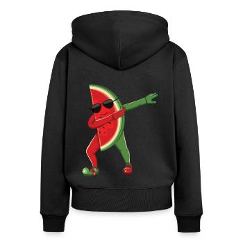 Beach 2022 Tropical Dabbing Watermelon Summer - Frauen Premium Bio Zip Hoodie - Schwarz - Hinten - Julia (174cm)