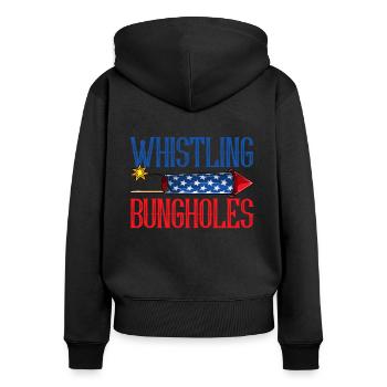 Whistling Bungholes Firework 4th of July Merica - Women's Premium Organic Zip Hoodie - black - Back - Julia (174cm)