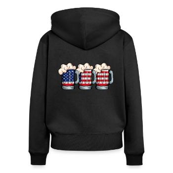 USA Flag Beers Independence Day - Frauen Premium Bio Zip Hoodie - Schwarz - Hinten - Julia (174cm)