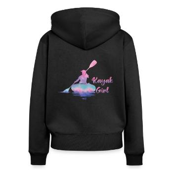 Boating Boat Kayak Girl Pontoon Lake Summer 2022 - Frauen Premium Bio Zip Hoodie - Schwarz - Hinten - Julia (174cm)