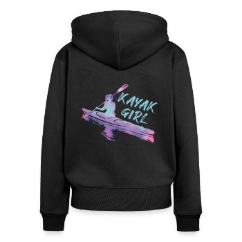 Boating Boat Girl Kayak Pontoon Lake Summer 2022 - Frauen Premium Bio Zip Hoodie - Schwarz - Hinten - Julia (174cm)