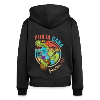 Vintage Punta Cana Vacances 2022 Été Tropical - Sweat à capuche zippé Premium bio Femme - noir - Dos - Julia (174cm)