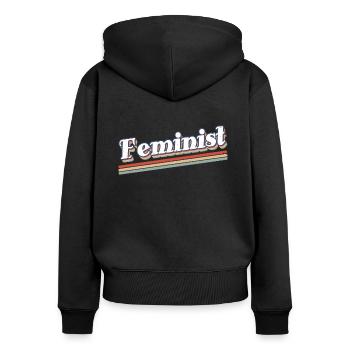 Retro Feminist Feminism Rights Womens Equality - Frauen Premium Bio Zip Hoodie - Schwarz - Hinten - Julia (174cm)