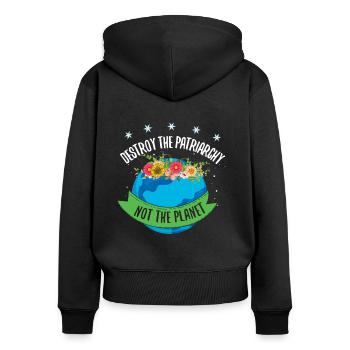 Destroy Patriarchy Feminist Rights Womens Equality - Frauen Premium Bio Zip Hoodie - Schwarz - Hinten - Julia (174cm)