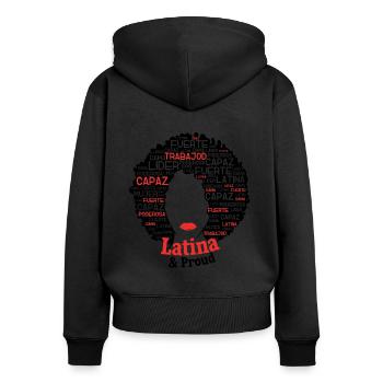 Empowered Latina Hispanic Heritage Month - Frauen Premium Bio Zip Hoodie - Schwarz - Hinten - Julia (174cm)