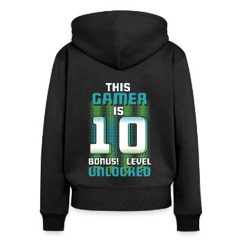 This Gamer Is Video Game Lover Gamer Age 10 - Women's Premium Organic Zip Hoodie - black - Back - Julia (174cm)