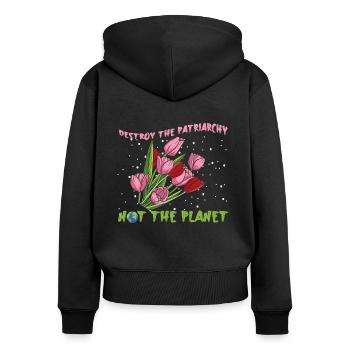 Destroy Patriarchy Feminism Rights Womens Equality - Frauen Premium Bio Zip Hoodie - Schwarz - Hinten - Julia (174cm)