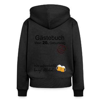 20. Geburtstag Gästebuch Geschenk Zum Geburtstag - Frauen Premium Bio Zip Hoodie - Schwarz - Hinten - Julia (174cm)