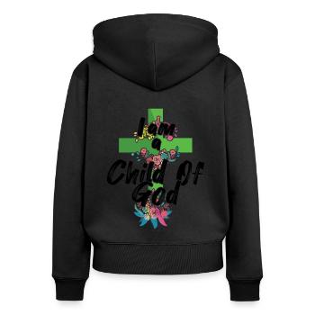 Enfant de Dieu Seigneur Foi Chrétien Jésus - Sweat à capuche zippé Premium bio Femme - noir - Dos - Julia (174cm)
